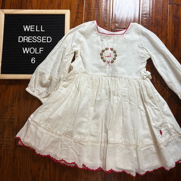 Well Dressed Wolf Ivory Dress with Red Trim